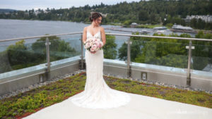 rentons best wedding videographer captures a stunning shot of bride at the hyatt regency lake washington