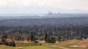 view of seattle from the newcastle golf club take for wedding video by bellevues best wedding videographer