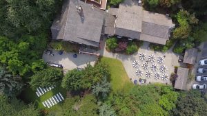 drone shot of wedding venue robinswood house in bellevue